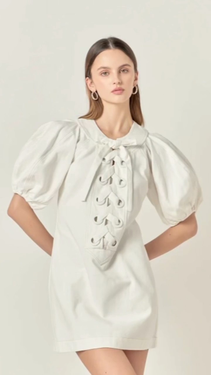lace-up-bodice-puff-sleeve-dress Lace-Up Bodice Puff Sleeve Dress - Image 1