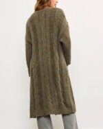 Long Open Front Melange Knit Cardigan - Image 2