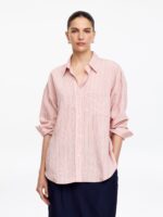 Pink Striped Oversized Button-Down Shirt - Image 3