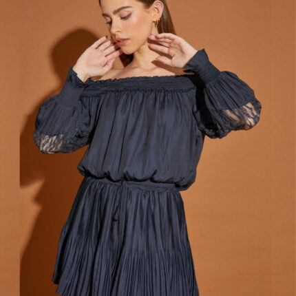 Smocked Bodice Pleated Dress