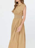 Tan Crisp Cotton Blend Shirtdress - Image 3